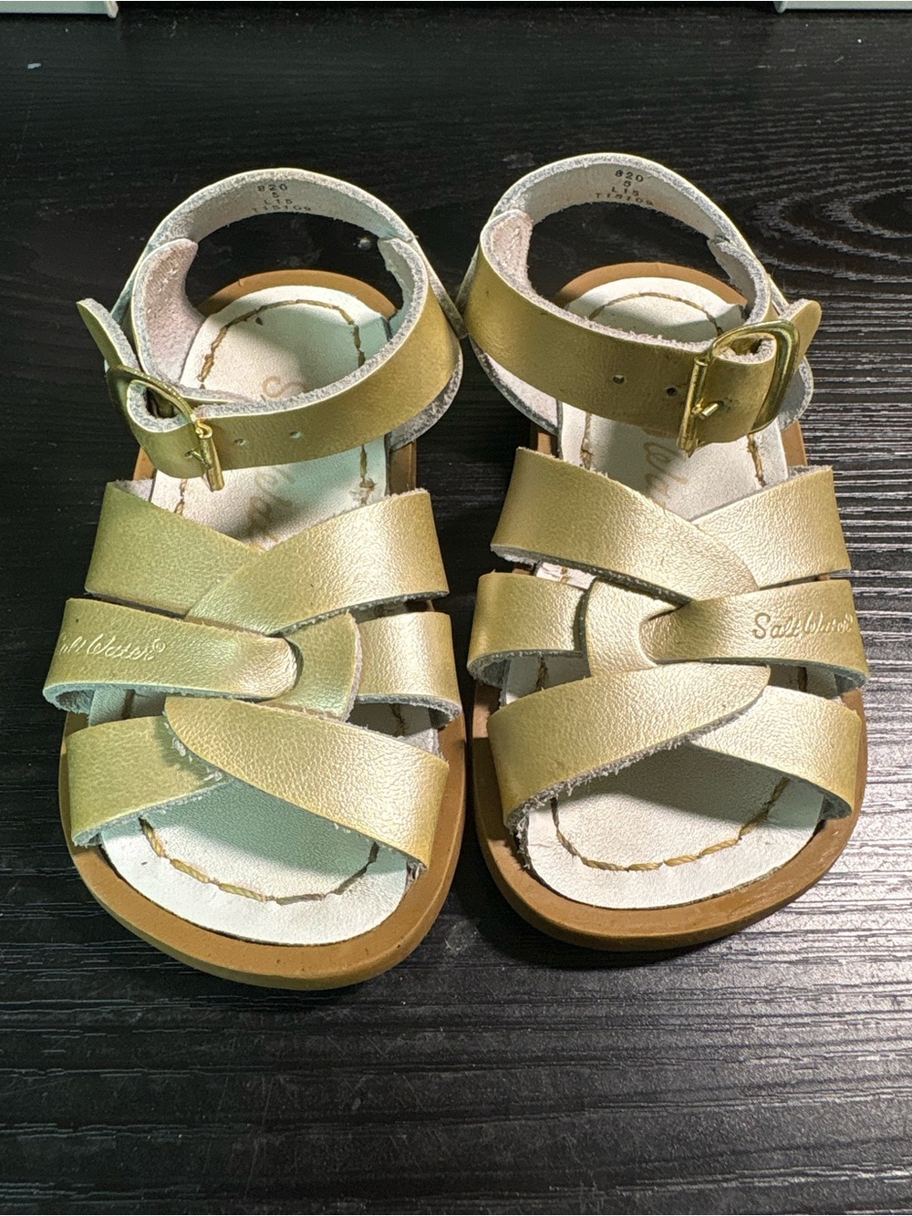 Salt water Gold Kids Sandals - baby size 5